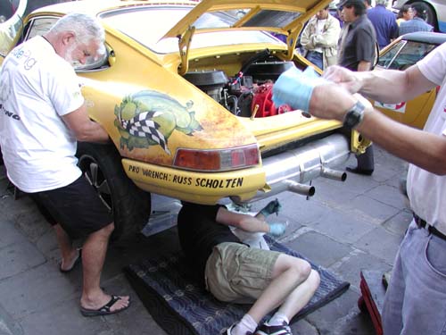 working on yellow porche