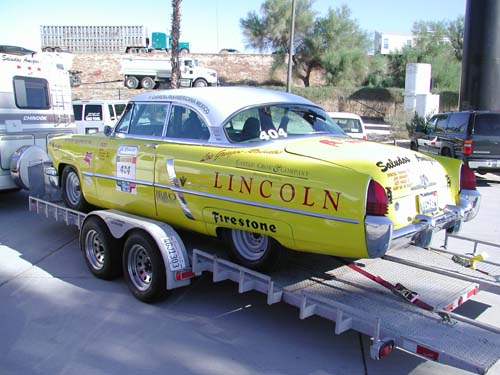 yellow lincoln on trailer