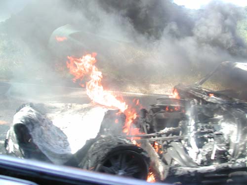 car on fire close